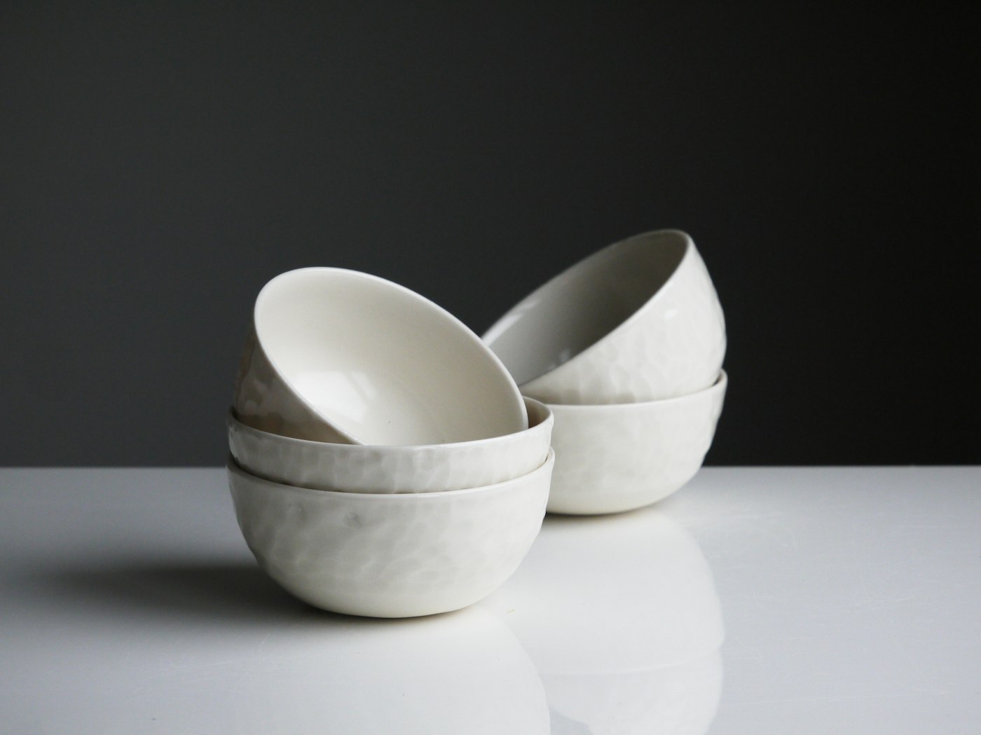 Bowls on a white surface