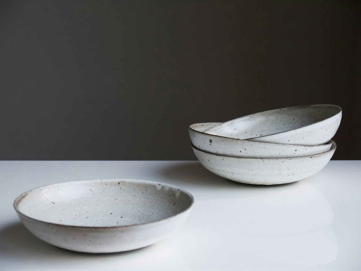 Everyday Bowls, four white bowls