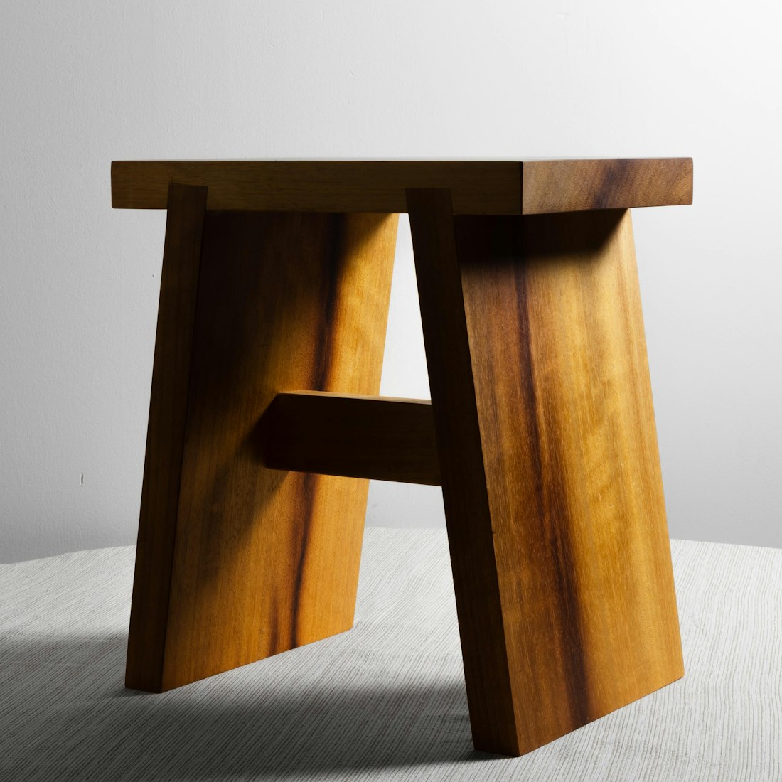 A handcrafted wooden stool